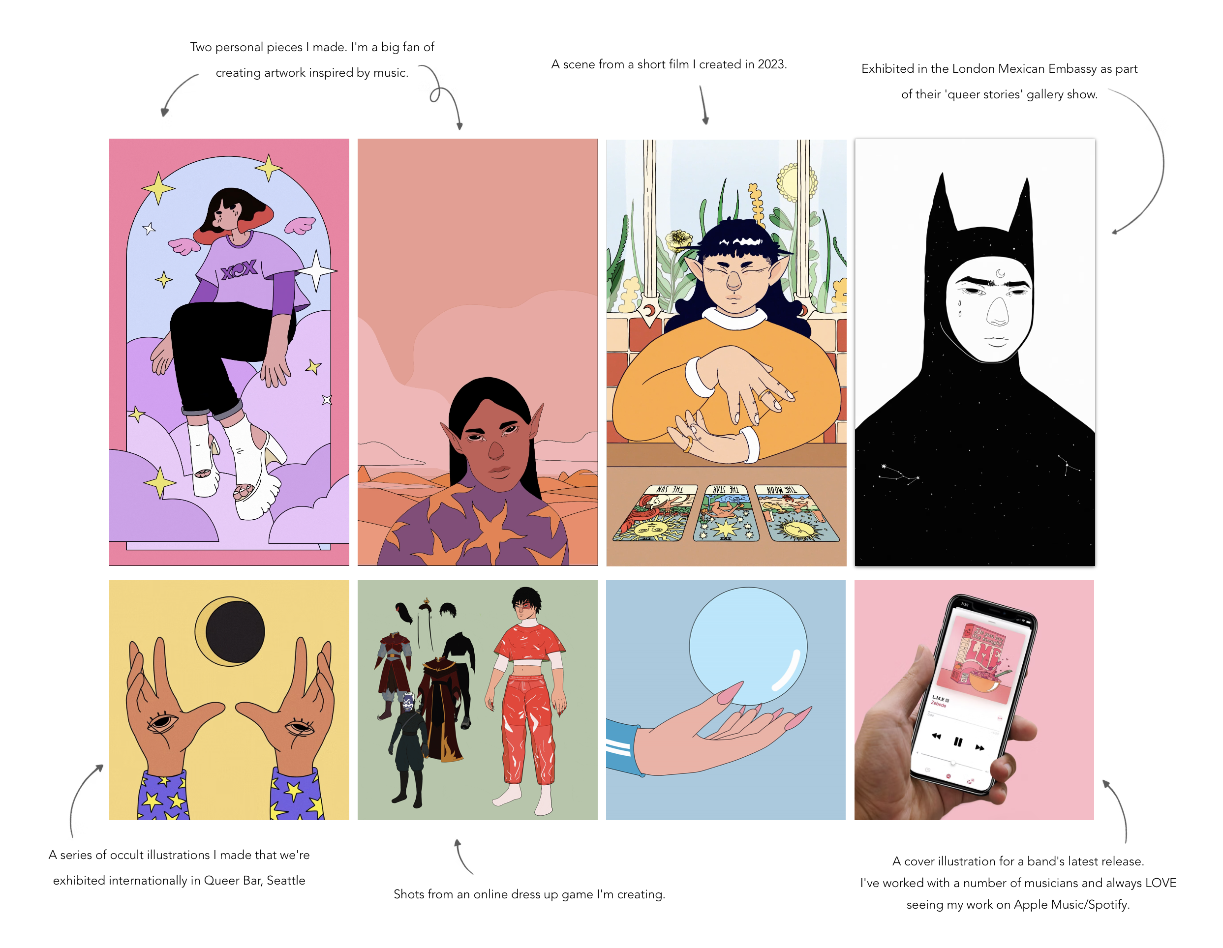 Occult illustration series, exhibited at Queer Bar, Seattle
