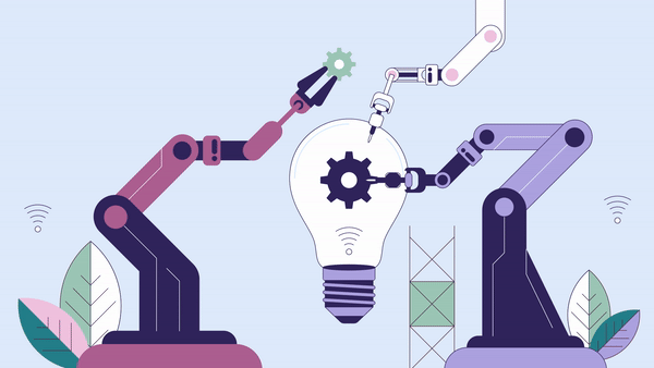 CEO Digital GIF: robotic arms and lightbulb illustration